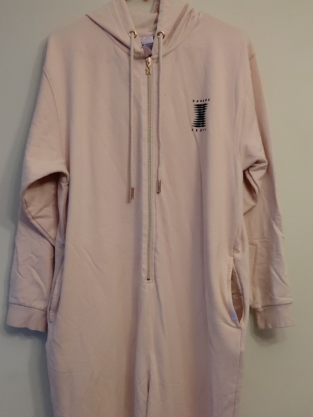 Women's Light Blush Zip-Front Hooded Jacket by Savage Fenty